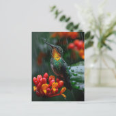 Hummingbird auf heller Blume Postkarte (Stehend Vorderseite)