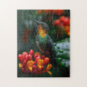 Hummingbird auf heller Blume Puzzle (Vertikal)