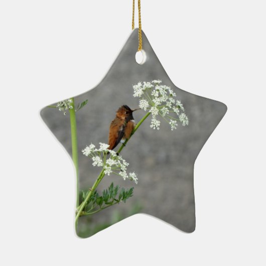 Hummingbird auf Königin Anns Spitzen-Blume Keramik Ornament (Rechts)