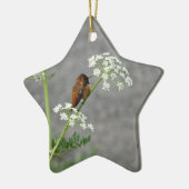 Hummingbird auf Königin Anns Spitzen-Blume Keramik Ornament (Links)