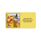 Hummingbird auf Lilacs und Orchideen auf Gelb Adressaufkleber (Vorne)