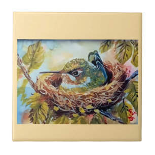 Hummingbird auf Nest Fliese