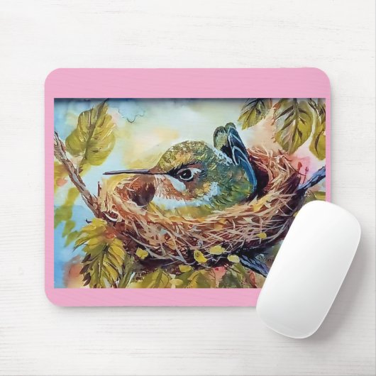 Hummingbird auf Nest Mousepad (Mit Mouse)