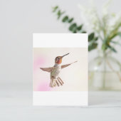Hummingbird auf rosa postkarte (Stehend Vorderseite)