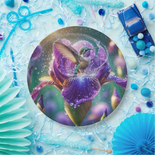 Hummingbird baden in einer Iris Pappteller (Party)