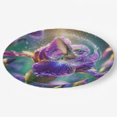 Hummingbird baden in einer Iris Pappteller (Schrägansicht)