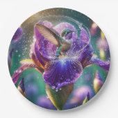 Hummingbird baden in einer Iris Pappteller (Vorderseite)