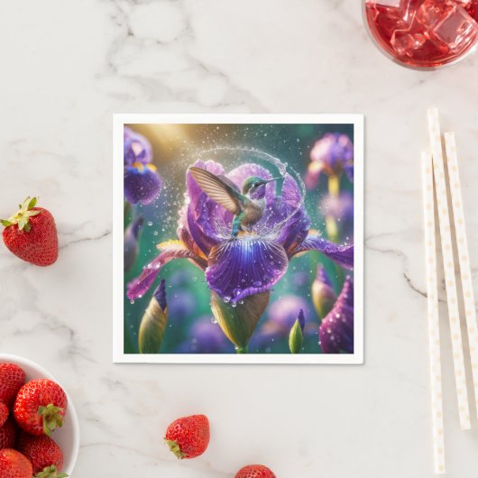 Hummingbird baden in einer Iris Serviette (Beispiel)