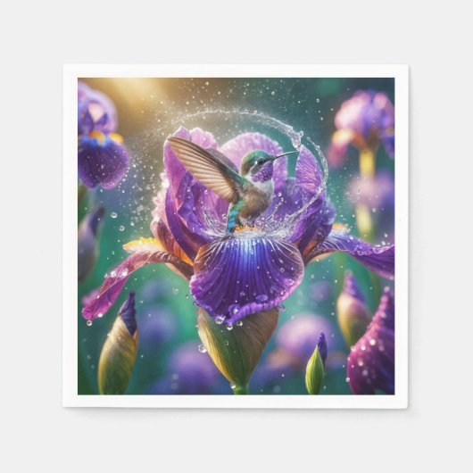 Hummingbird baden in einer Iris Serviette (Vorderseite)