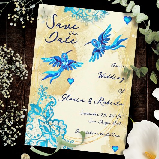 Hummingbird Baroque Gold Elegance Mexican Wedding Save The Date