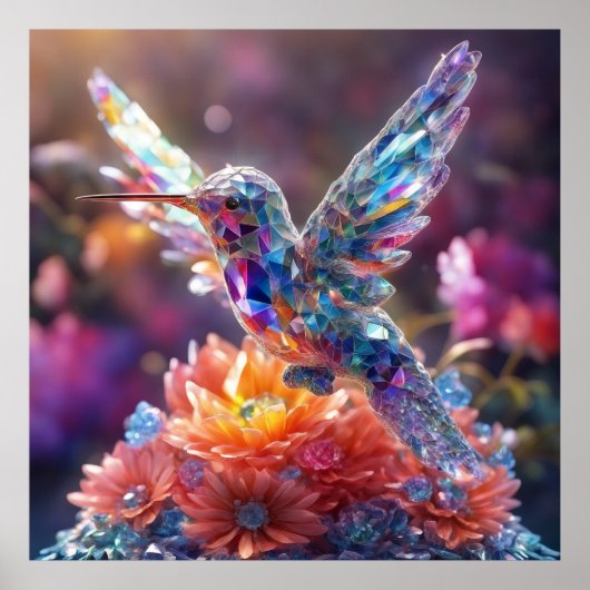 Hummingbird behalte Kristall-Design - gestalten Si Poster (Vorne)