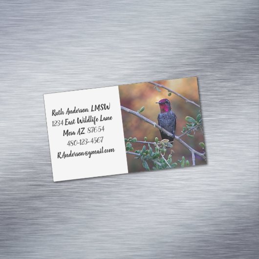 Hummingbird bei Sonnenuntergang Magnetische Visitenkarte (Beispiel)