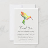 Hummingbird Beileid Funeral Dankeskarte (Vorderseite)