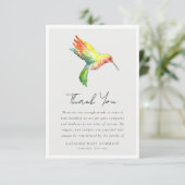 Hummingbird Beileid Funeral Dankeskarte (Stehend Vorderseite)