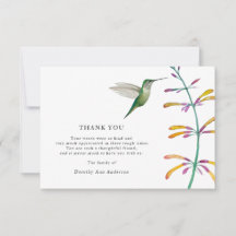 Hummingbird Bereavement Beerdigung Danke Karte