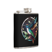 Hummingbird Bird Animal Portrait Gestaltete Glasku Flachmann (Rechts)