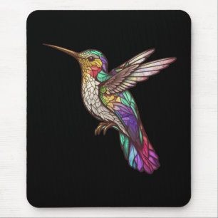 Hummingbird Bird Animal Portrait Gestaltete Glasku Mousepad