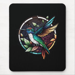 Hummingbird Bird Animal Portrait Gestaltete Glasku Mousepad