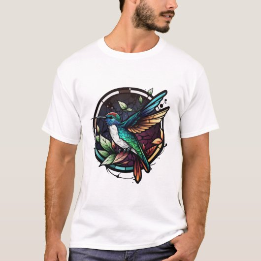 Hummingbird Bird Animal Portrait Gestaltete Glasku T-Shirt (Vorderseite)