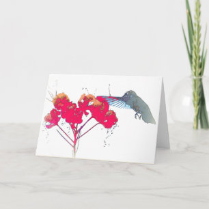 Hummingbird Bird Animal Wildlife Floral Karte
