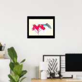 Hummingbird Bird Animal Wildlife Floral Poster (Heimbüro)