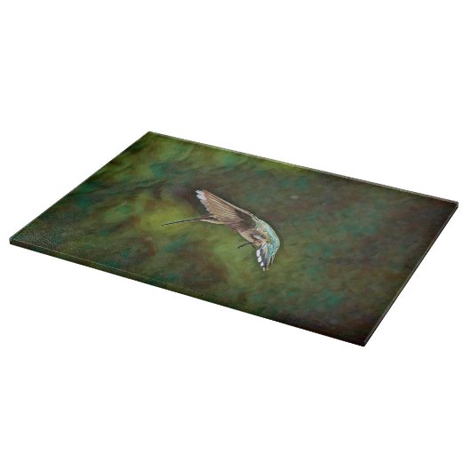 Hummingbird Bird Art Glass Cutting Board Schneidebrett (Ecke)