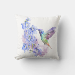 Hummingbird Bird & Blue Delphinium Blume Kissen
