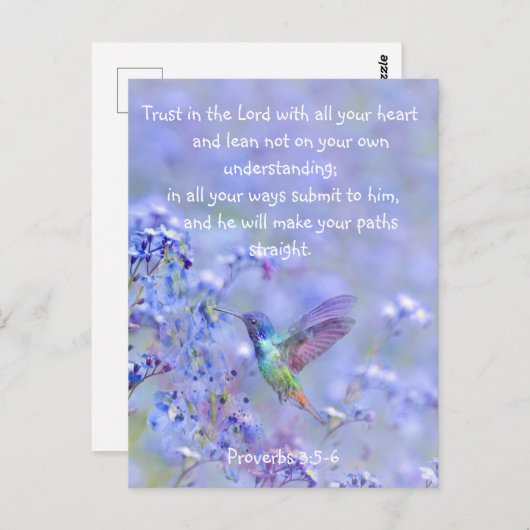 Hummingbird Bird Blue Garden Blume BibleScripting Postkarte (Vorne/Hinten)