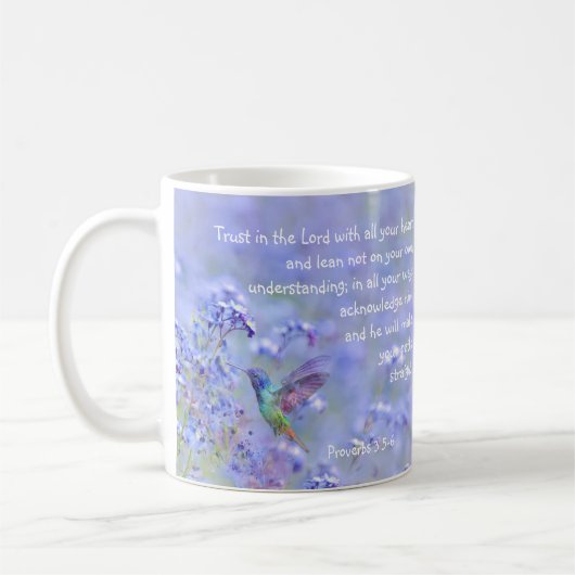 Hummingbird Bird Blue Garden Floral BibleScripte Kaffeetasse (Links)