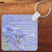 Hummingbird Bird Blue Garden Floral BibleScripte Schlüsselanhänger (Rückseite)