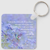 Hummingbird Bird Blue Garden Floral BibleScripte Schlüsselanhänger (Rückseite)