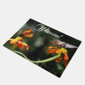 Hummingbird Bird Blume Butterfly Herzlich willkomm Fußmatte (Schrägansicht)