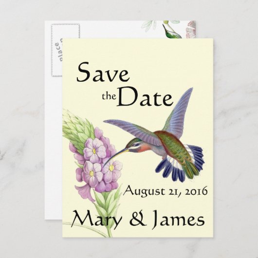 Hummingbird Bird Blume Floral Save the Date Ankündigungspostkarte (Vorne/Hinten)