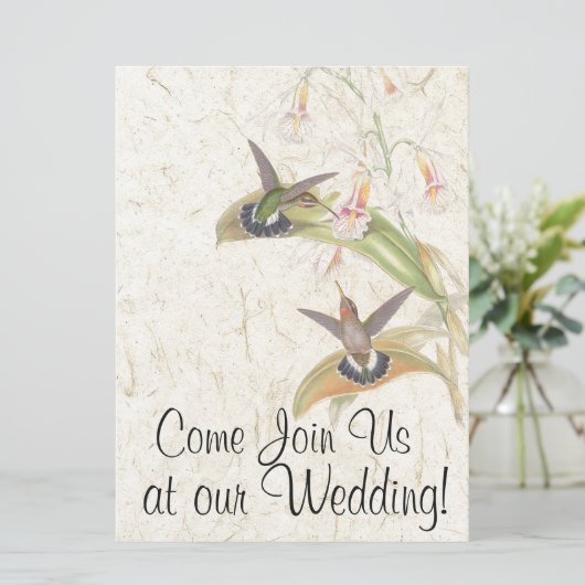 Hummingbird Bird Blume Hochzeit Einladung (Stehend Vorderseite)