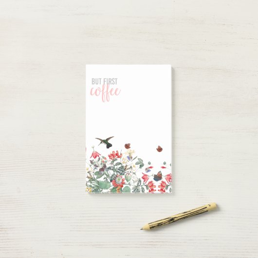 Hummingbird Bird Butterfly Flowers Coffee Notes Post-it Klebezettel (Auf Schreibtisch)