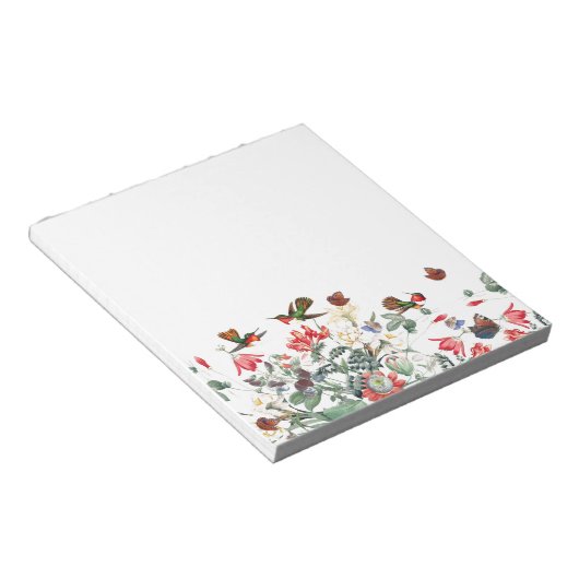 Hummingbird Bird Butterfly Garden Floral Notepad Notizblock (angewinkelt)