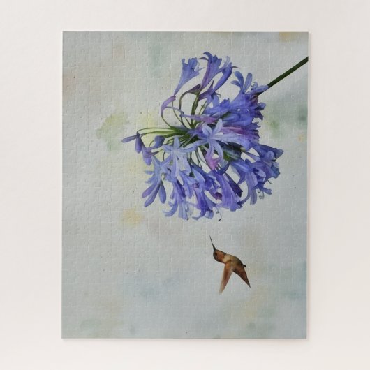Hummingbird Bird Kunst, Dichtung und Blume Puzzle (Vertikal)