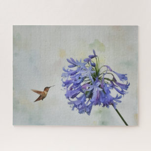 Hummingbird Bird Kunst, Dichtung und Blume Puzzle