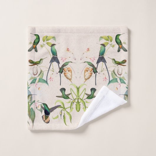 Hummingbird Bird Nest Orchid Blume Badetuch Set (Waschlappen)