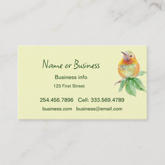 Hummingbird Bird Visitenkarte (Vorderseite)