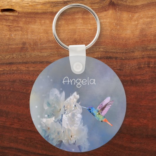 Hummingbird Bird White Garden Blume Name Schlüssel Schlüsselanhänger (Rückseite)