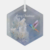 Hummingbird Bird White Garden Blume Weihnachten Ornament Aus Glas (Vorderseite)