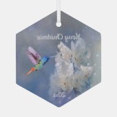 Hummingbird Bird White Garden Blume Weihnachten Ornament Aus Glas (Rückseite)
