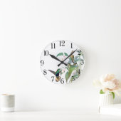 Hummingbird Bird Wildlife Animal Flower Wall Clock Runde Wanduhr (Zuhause)