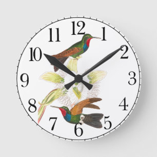 Hummingbird Bird Wildlife Floral Wall Clock Runde Wanduhr
