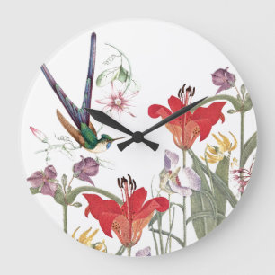Hummingbird Bird Wildlife Flower Garden Wall Clock Große Wanduhr