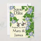 Hummingbird Birds Blume Blumendatum Gerettet Ankündigungspostkarte (Vorne/Hinten)