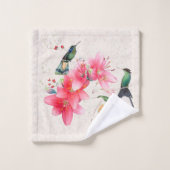 Hummingbird Birds Blume Tiere Badehandtuch Set (Waschlappen)