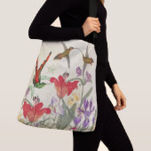 Hummingbird Birds Garden Flowers Shoulder Tote Bag Tragetaschen Mit Langen Trägern (Von Nahem)