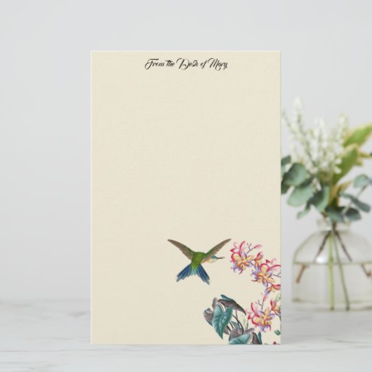 Hummingbird Birds Plumeria Blume Stationierung Briefpapier (Stehend Vorderseite)